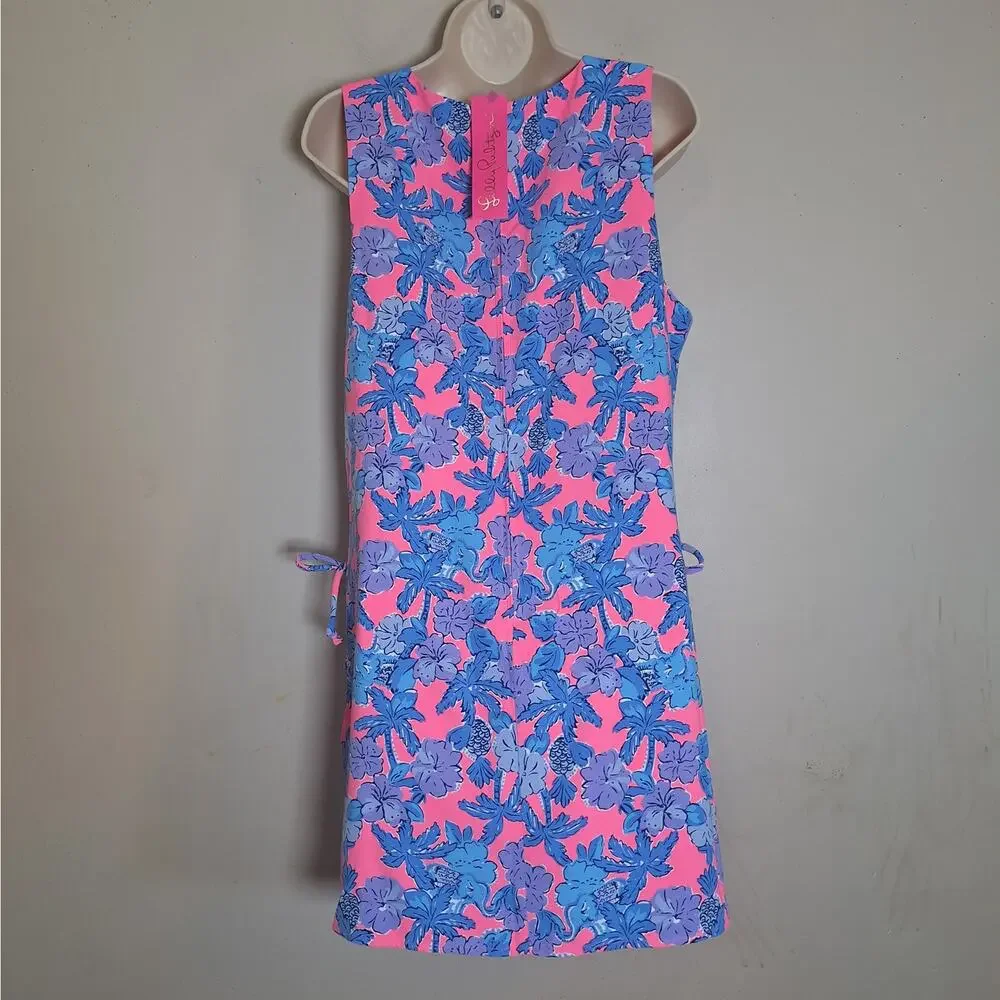 Lilly Pulitzer Donna Floral Square Neck Romper Soleil Pink Palm Paradise 14